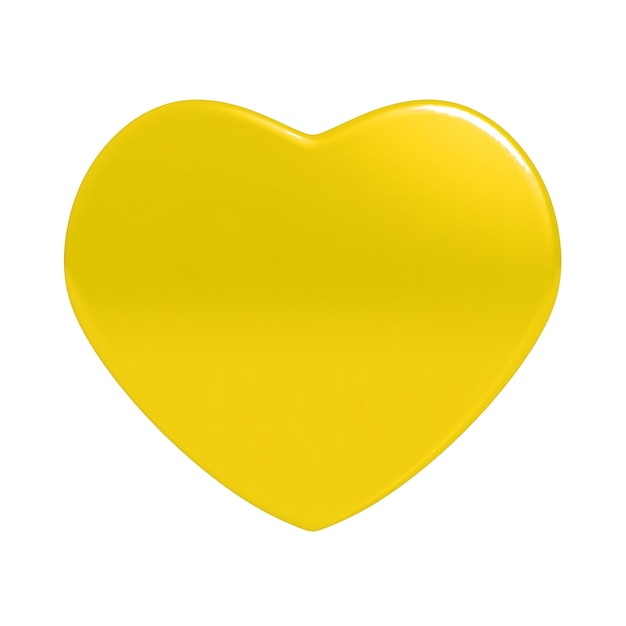 Icono o símbolo de corazón amarillo brillante con efecto d