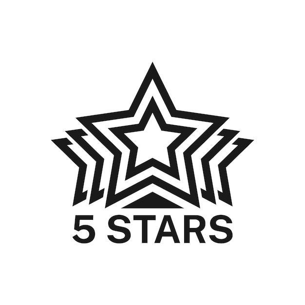 Icono o símbolo del mejor premio de cinco estrellas Clasificación de calidad premium del producto Encuesta de opinión del cliente o vector de retroalimentación de satisfacción de los productos Icono de evaluación del usuario Signo o pictograma con cinco estrellas