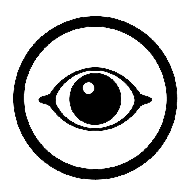 Icono o símbolo de ojo humano artístico en blanco y negro