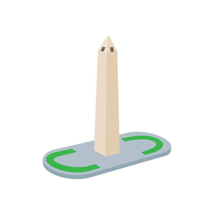 El icono del Obelisco de Buenos Aires en estilo de dibujos animados sobre un fondo blanco