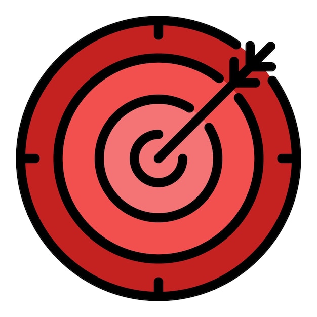Icono de objetivo de arco Contorno de arco de vector de objetivo Icono de color plano aislado
