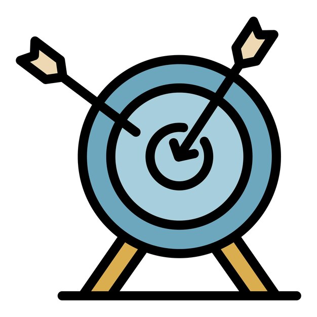 Icono de objetivo de arquero Contorno de icono de vector de objetivo de arquero color plano aislado