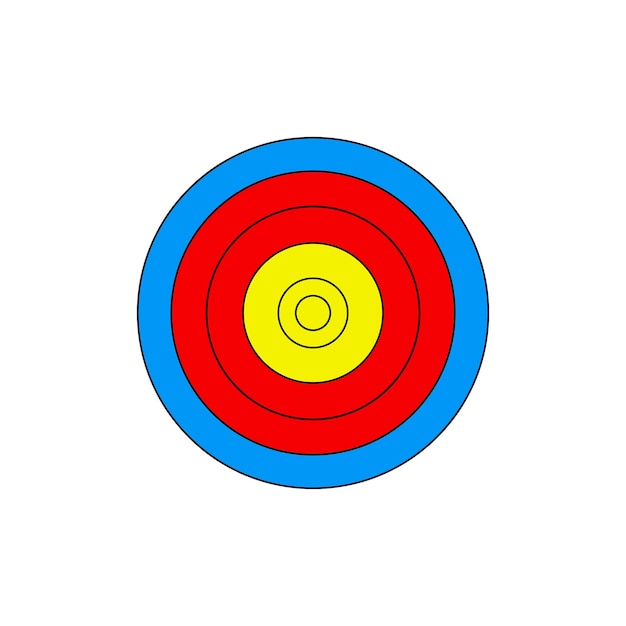 Ícono de objetivo de color para el tiro en los dardos Símbolo aislado de estilo plano utilizado para la ilustración