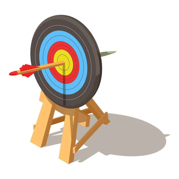 Icono de objetivo de flecha Ilustración isométrica del icono de vector de objetivo de flecha para web