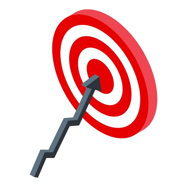 Icono de objetivo de marketing Isométrico del icono de vector de objetivo de marketing para diseño web aislado sobre fondo blanco