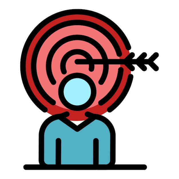 Icono de objetivo objetivo personal Contorno objetivo objetivo personal icono vectorial color plano aislado