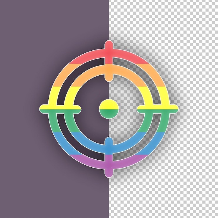 Vector el icono del objetivo de la pistola de tiro pride lgbtq con fondo editable