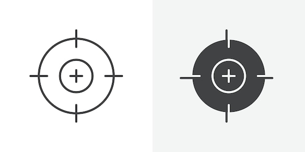 Ícono de objetivo Signo vectorial de contorno