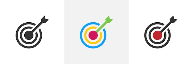 Ícono de objetivo Símbolo de estrategia de éxito Ilustración vectorial Flecha en el ícono de objetivo