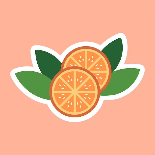 Icono de objeto naranja adhesivo vector comida de verano