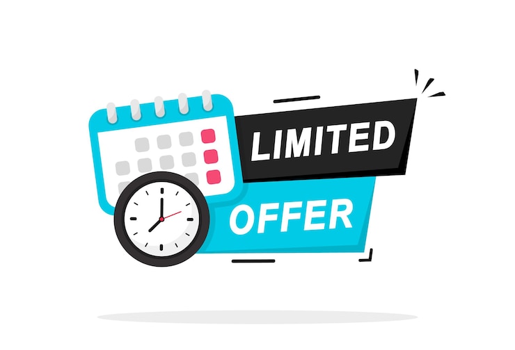 Vector ícono de oferta limitada oferta limitada con reloj para promoción