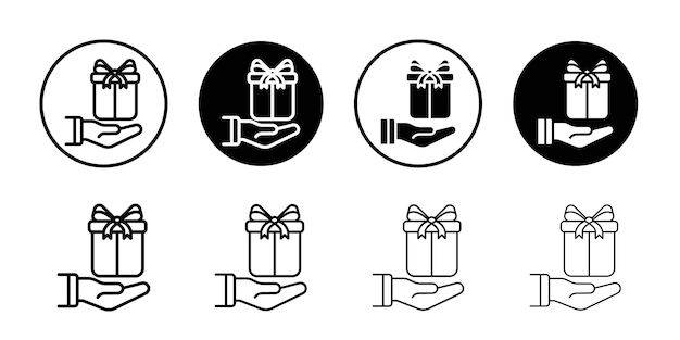 El icono de la oferta de regalo de la persona El logotipo del vector se establece en plano