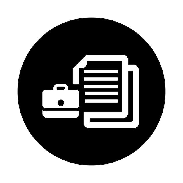 Ícono de la oficina de documentos del caso Gráficos vectoriales en negro