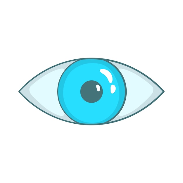 Vector icono de ojo azul en estilo de dibujos animados sobre un fondo blanco