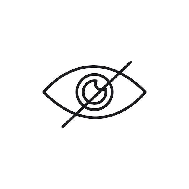 Ícono de ojo cruzado establecido símbolo vectorial de vista ciega contenido oculto pictograma ocultar contraseña o signo de información sensible