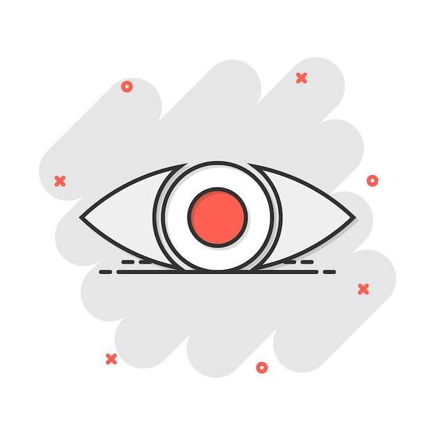 Vector icono de ojo de dibujos animados de vector en estilo cómico pictograma de ilustración de signo de mirada de globo ocular concepto de efecto de salpicadura de negocio de ojo