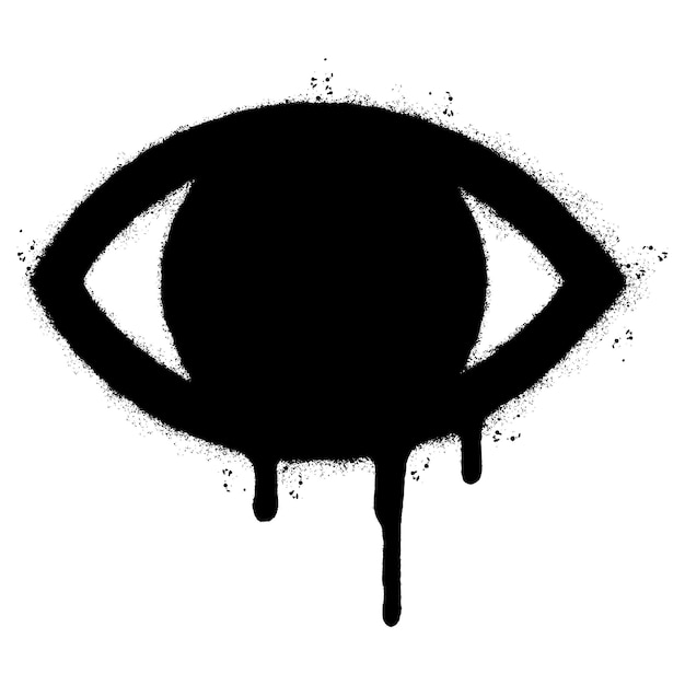 Icono de ojo de graffiti pintado en spray aislado en ilustración vectorial de fondo blanco