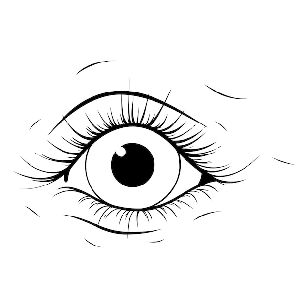 Icono del ojo Ilustración en blanco y negro del icono del vector del ojo para la web