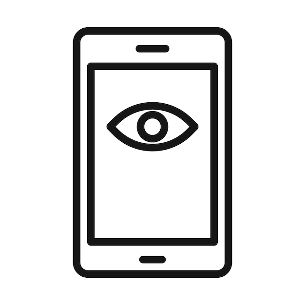 Icono de ojo móvil Vector de arte de línea negra