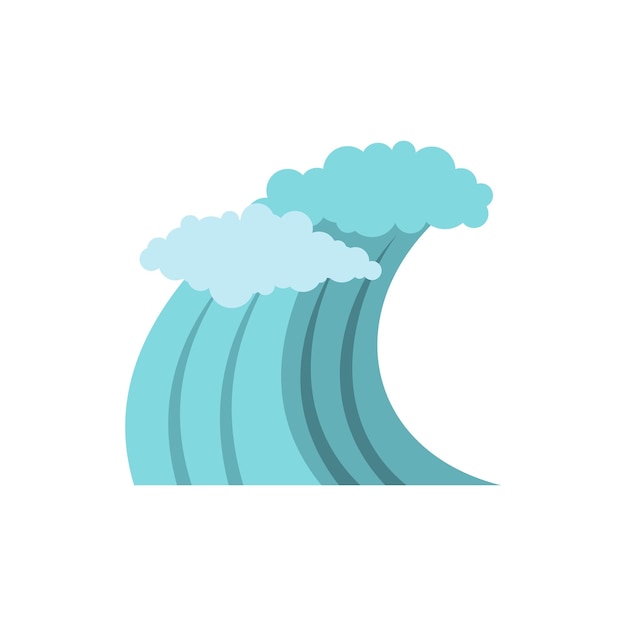 Icono de ola de mar o océano en estilo plano sobre un fondo blanco