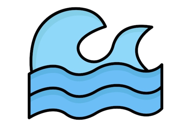 Icono de ola relacionado con el mar contorno de color icono estilo elementos de agua ilustración vectorial
