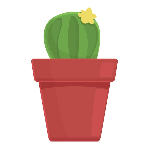 Icono de olla de cactus vector de dibujos animados Jardín de verano Ventana casa