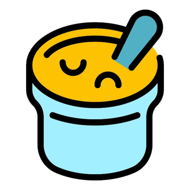 El icono de la olla de crema agria Contorno del icono vectorial de la lata de cream agria Color plano aislado