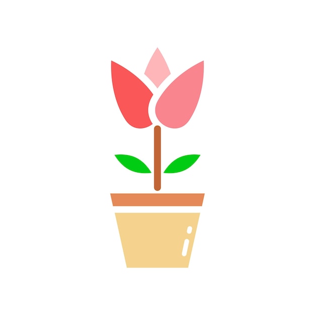 Icono de la olla de flores Icono plano de la ola de flores Ilustración vectorial del símbolo