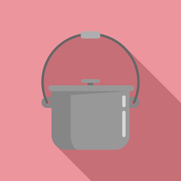 Icono de olla de fuego de comida para acampar ilustración plana del icono de vector de olla de fuego de comida para acampar para diseño web