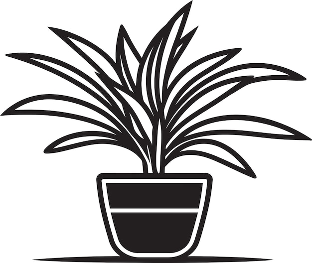 Icono de la olla de plantas de oasis verde exótico con hojas anchas del refugio de follaje tropical