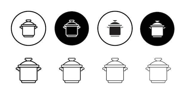 El icono de la olla a presión Line Art El conjunto de logotipos