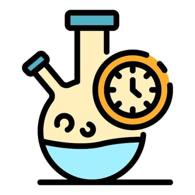 Icono de olla química hervida Contorno icono de vector de olla química hervida color plano aislado