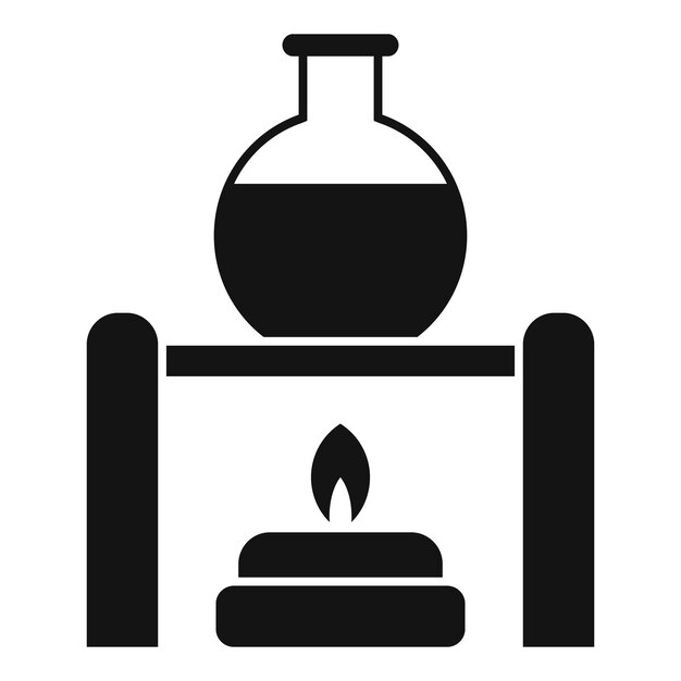 El icono de la olla química en llamas es un vector simple de biología del tubo