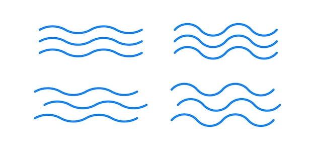 Icono de onda de agua Símbolo de mar Signos de patrón de océano Símbolos de elementos líquidos Iconos de corriente Color azul Signo vectorial