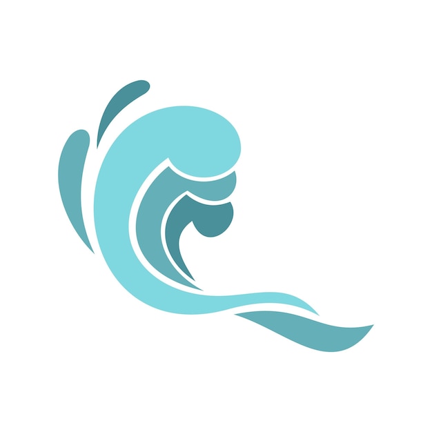 Icono de onda azul en estilo plano aislado en ilustración vectorial de fondo blanco
