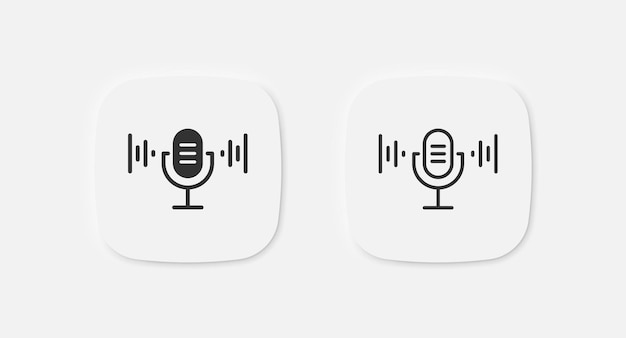 Icono de onda de micrófono Símbolo de sonido Señales de voz de micrófono Símbolos de podcast de audio de radio Iconos vocales de altavoz Signo aislado vectorial