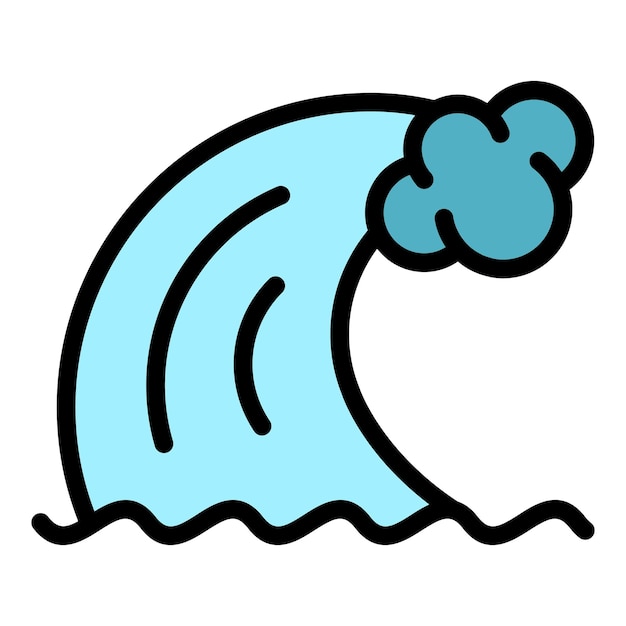 El icono de la onda natural del tsunami El contorno del icono del vector de la ola natural del tsunami Color plano aislado