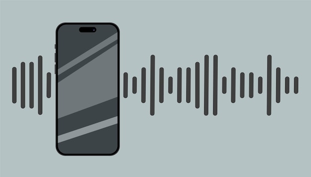 Icono de las ondas de voz de un teléfono Pantalla plana de teléfono plantilla de maqueta Icono de las ondas de voz Ilustración vectorial