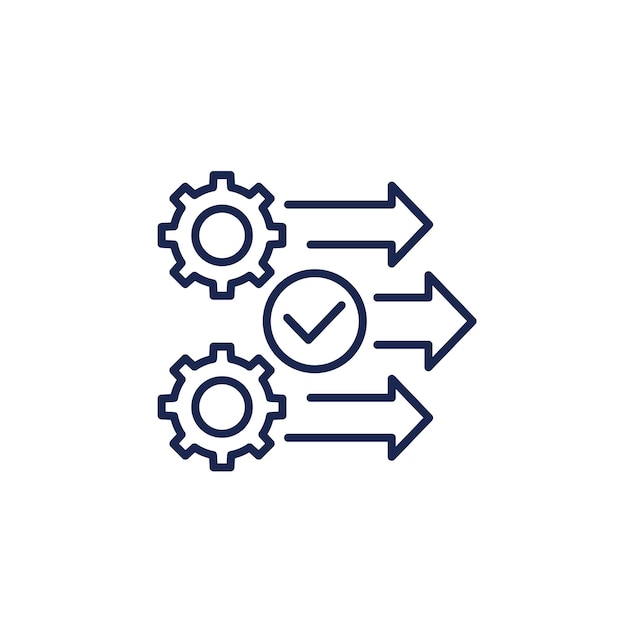 Icono de operación de proceso con vector de línea de engranajes