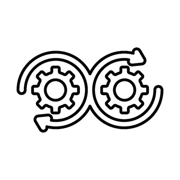 El icono de las operaciones de desarrollo delineó el signo de configuración