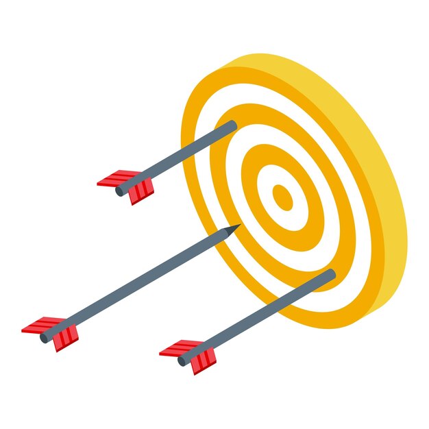 Icono de oportunidad de flecha objetivo Isométrico del icono de vector de oportunidad de flecha objetivo para diseño web aislado sobre fondo blanco