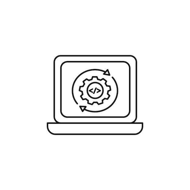 Ícono de optimización de código Marca de símbolo en estilo esquema