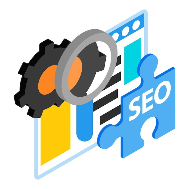 Vector icono de optimización de seo ilustración isométrica del icono de vector de optimización de seo para web