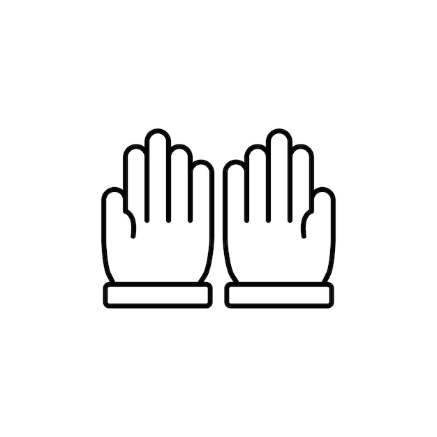 Icono de oración establecido mano abierta oración espiritual símbolo vectorial alabanza y adoración musulmana pictograma