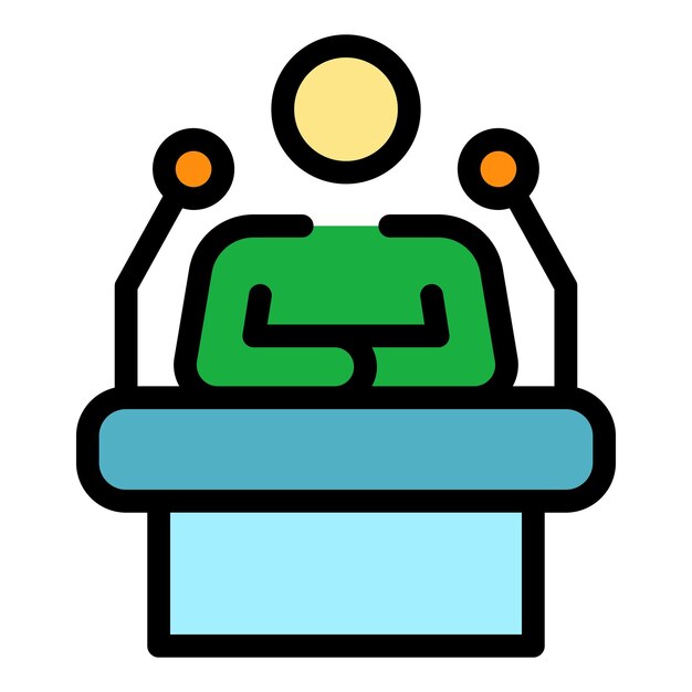 Icono de orador de evento Contorno de icono de orador del evento Vector de color plano aislado