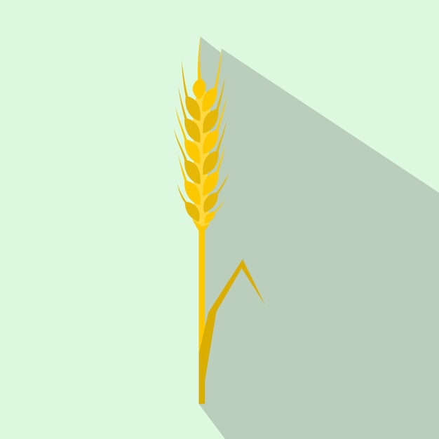 Icono de oreja de centeno amarillo en estilo plano sobre un fondo azul claro
