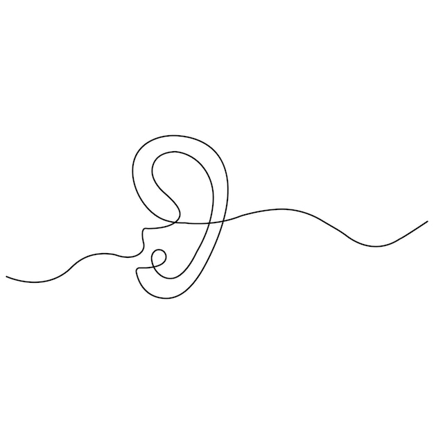 Icono de la oreja humana dibujo continuo de una línea ilustración vectorial de contorno
