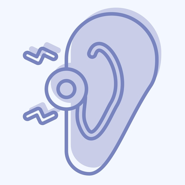 Icono Oreja relacionada con el cuerpo Sínbolo de dolor estilo de dos tonos diseño simple editable