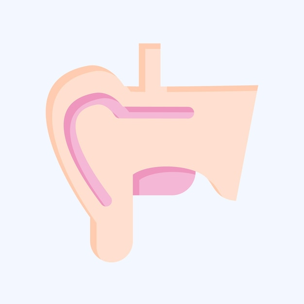 Icono Oreja relacionada con el símbolo del órgano humano Ilustración simple de estilo plano