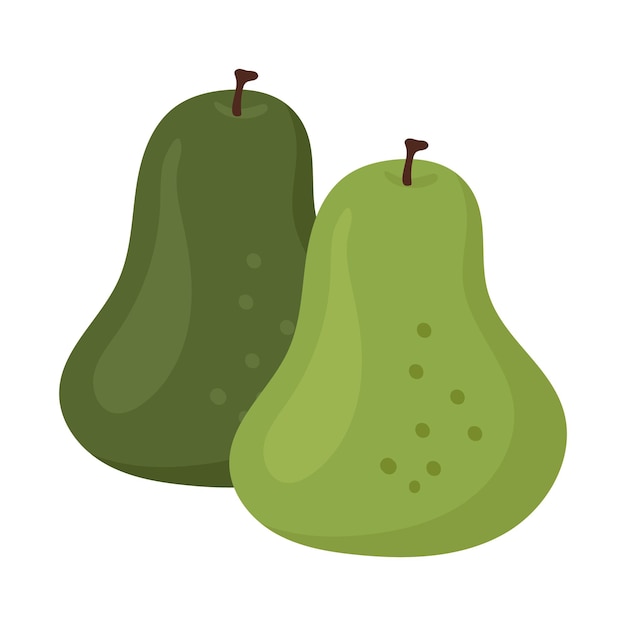 Icono orgánico fresco de fruta de pera aislado en blanco